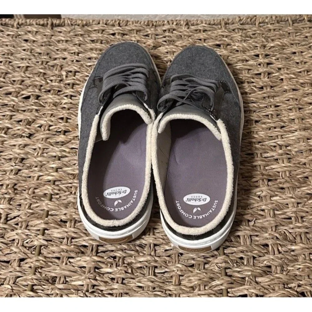Dr. Scholl's NBD Women's Sneaker Mules Gray Sustainable Open Back Slip On Sz 7M